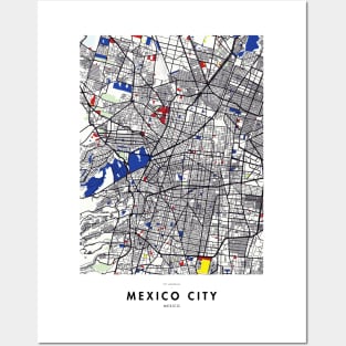 Mexico City (Mexico) Map x Piet Mondrian Posters and Art